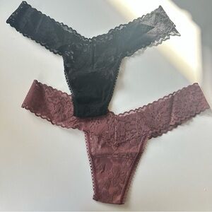 Hanky Panky Low Rise Thongs Daily Lace All Spice and Black
